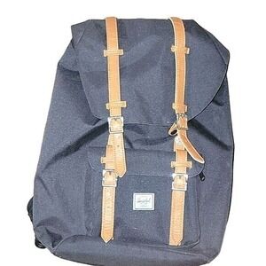HerscheL LIL AMERICAN Backpack Drawstring Flap Buckle Black Casual Travel Daypac